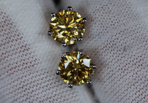 Yellow Moissanite Diamond Ear Studs
