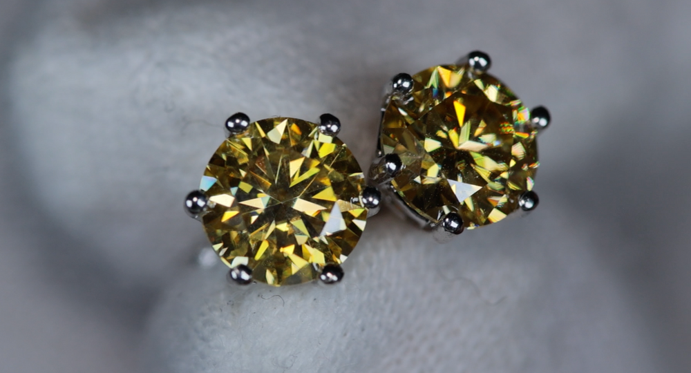 Yellow Moissanite Diamond Ear Studs