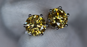 Yellow Moissanite Diamond Ear Studs