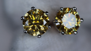 Yellow Moissanite Diamond Ear Studs