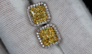 Yellow Lab Diamond Ear Studs