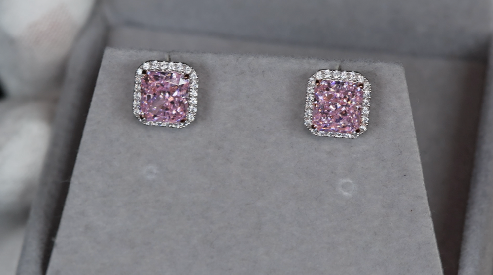 
            
                Load image into Gallery viewer, Pink Diamond Ear Studs
            
        