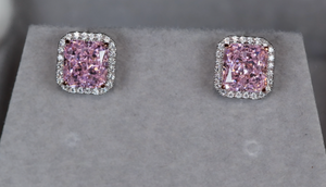 Pink Lab Grown Diamond Ear Studs