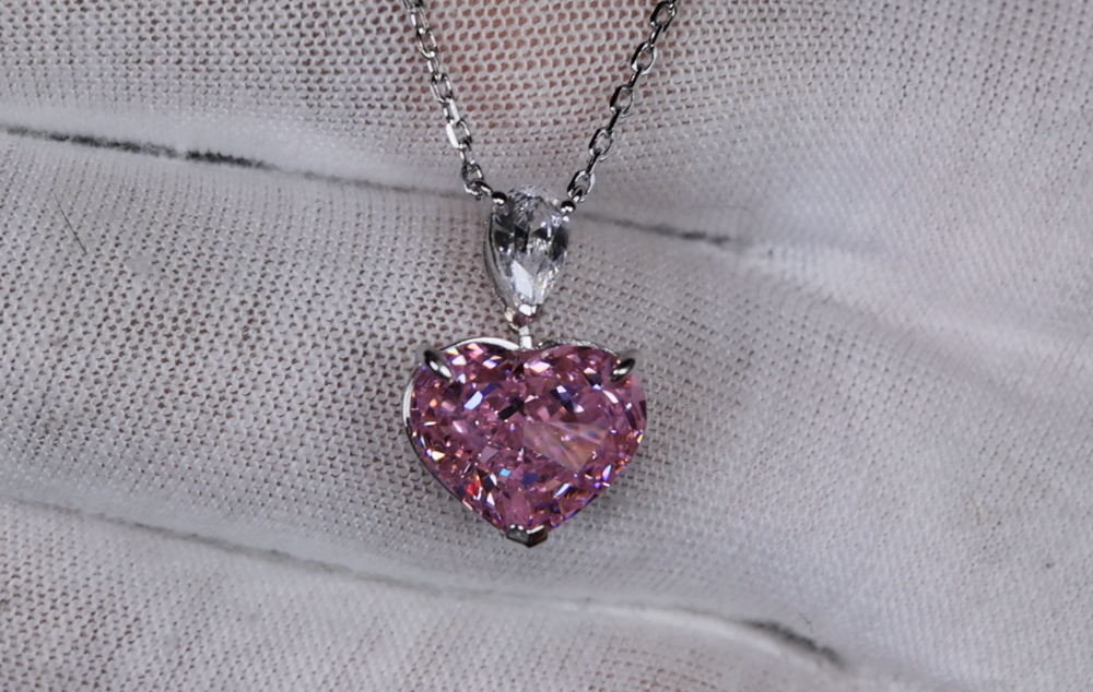 Pink Heart Cut Diamond Pendant