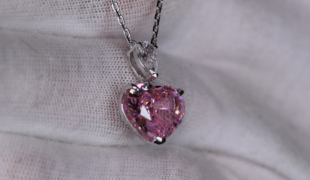 Pink Heart Cut Diamond Pendant