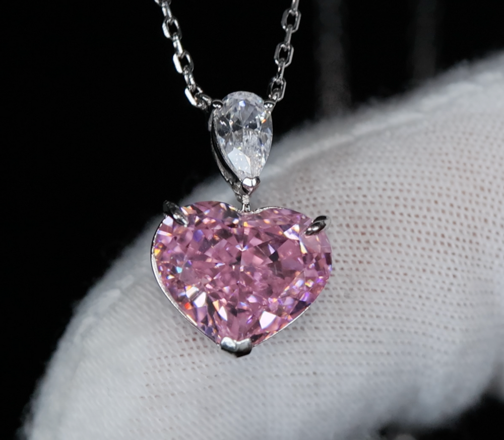 Pink Heart Cut Diamond Pendant