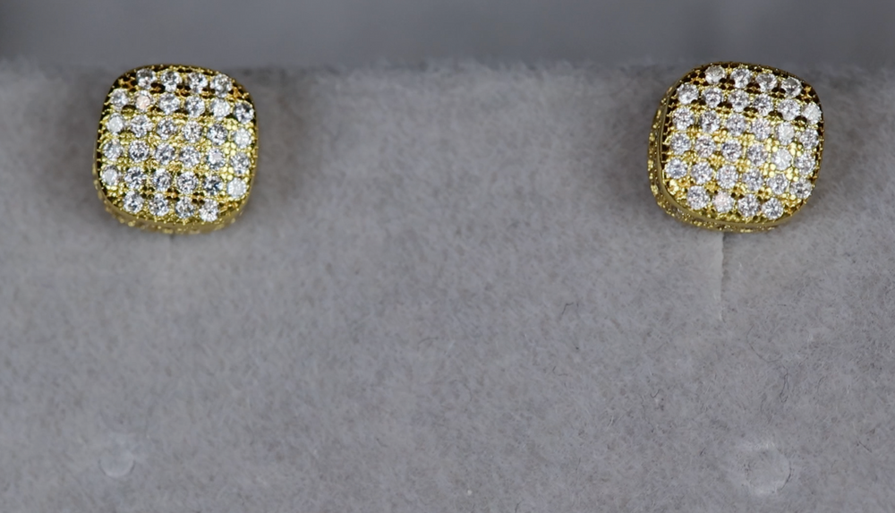 
            
                Load image into Gallery viewer, iced out gold diamond ear studs
            
        