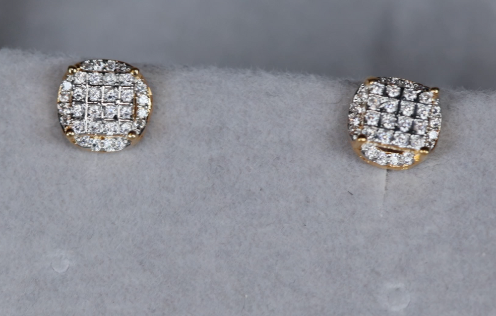 Mens Gold Diamond Ear Studs | Womens Ear Studs | Iced Out Ear Studs