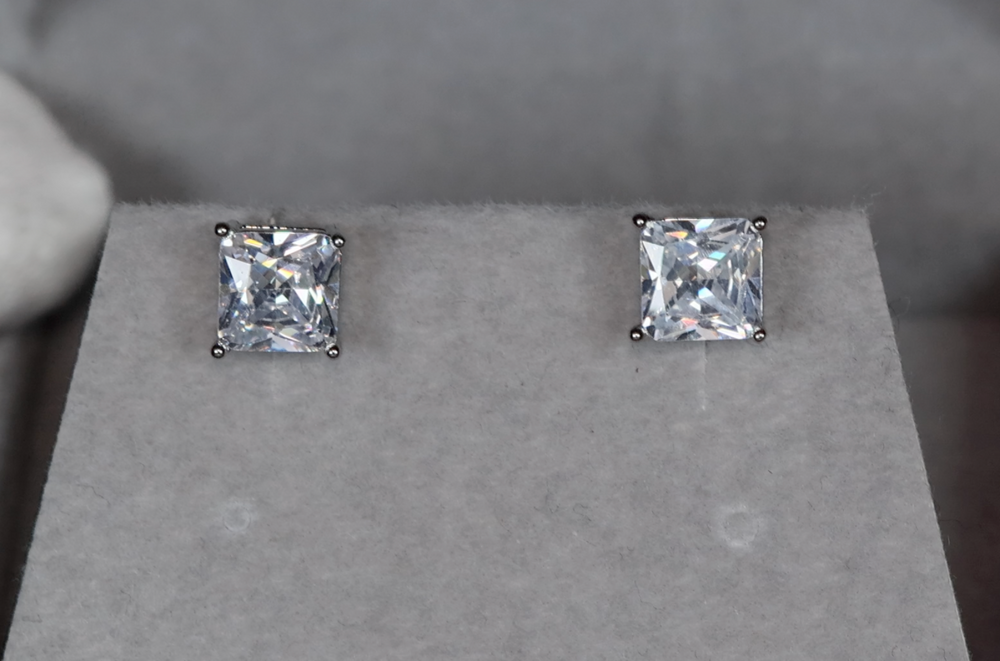 Ear Studs | Princess Cut Ear Studs | Princess Cut Diamond Ear Studs