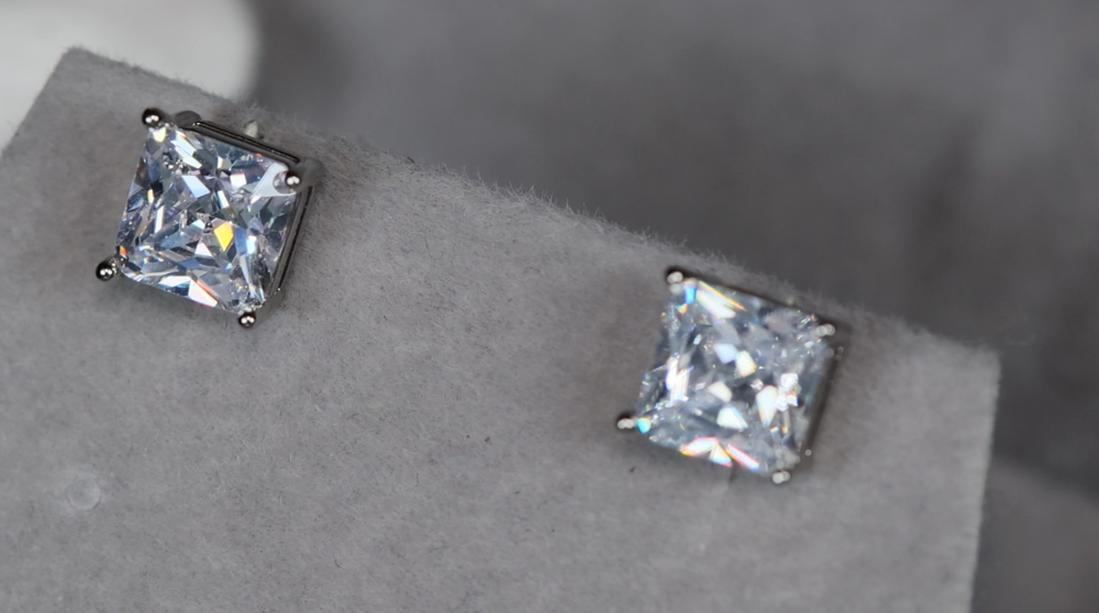 Ear Studs | Princess Cut Ear Studs | Princess Cut Diamond Ear Studs