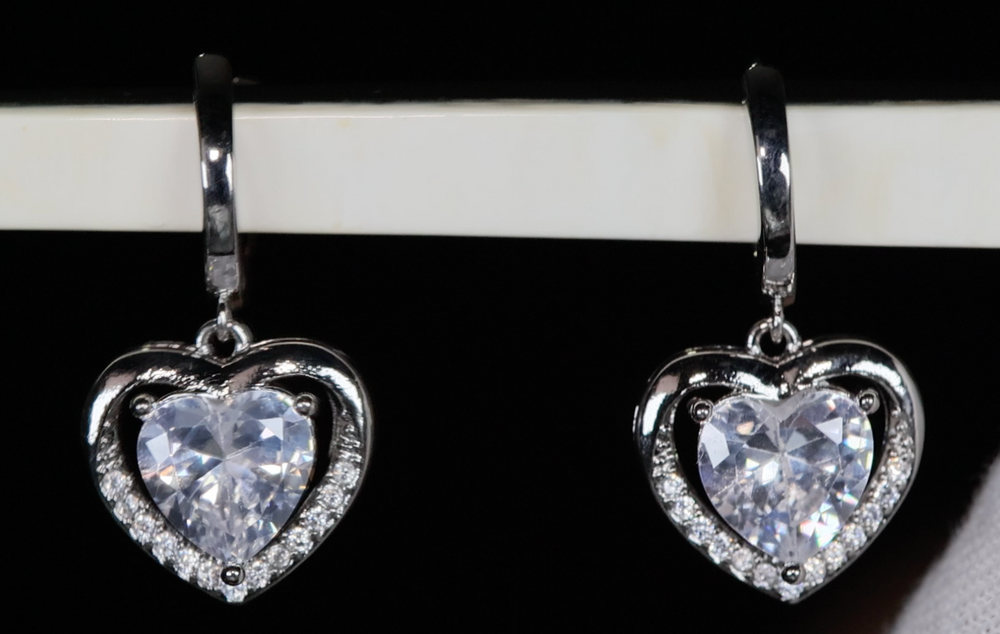 Diamond Earrings | Heart Earrings | Diamond Heart Earrings | Womens Earrings | Heart earrings with Diamonds | Hoop Earrings | Hoop Earring