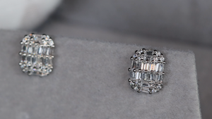 Baguette Diamond Ear Studs | Womens Stud Earrings | Mens Diamond Ear Studs