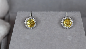 Yellow Diamond Earrings | Womens Ear Studs | Iced Out Ear Studs | Yellow Diamond Ear Studs | Diamond Ear Studs | Mens Hip Hop Ear Studs