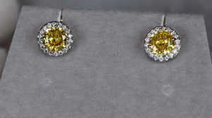 Yellow Diamond Earrings | Womens Ear Studs | Iced Out Ear Studs | Yellow Diamond Ear Studs | Diamond Ear Studs | Mens Hip Hop Ear Studs