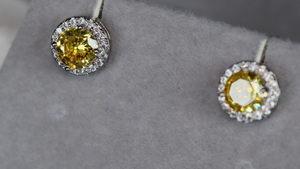 Yellow Diamond Earrings | Womens Ear Studs | Iced Out Ear Studs | Yellow Diamond Ear Studs | Diamond Ear Studs | Mens Hip Hop Ear Studs