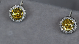 Yellow Diamond Earrings | Womens Ear Studs | Iced Out Ear Studs | Yellow Diamond Ear Studs | Diamond Ear Studs | Mens Hip Hop Ear Studs