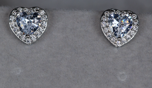 Diamond Heart Ear Studs | Womens Earrings | Heart Diamond Ear Studs | Ear Studs