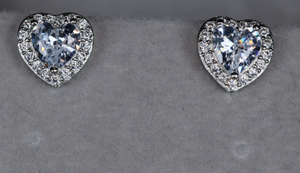 Diamond Heart Ear Studs | Womens Earrings | Heart Diamond Ear Studs | Ear Studs