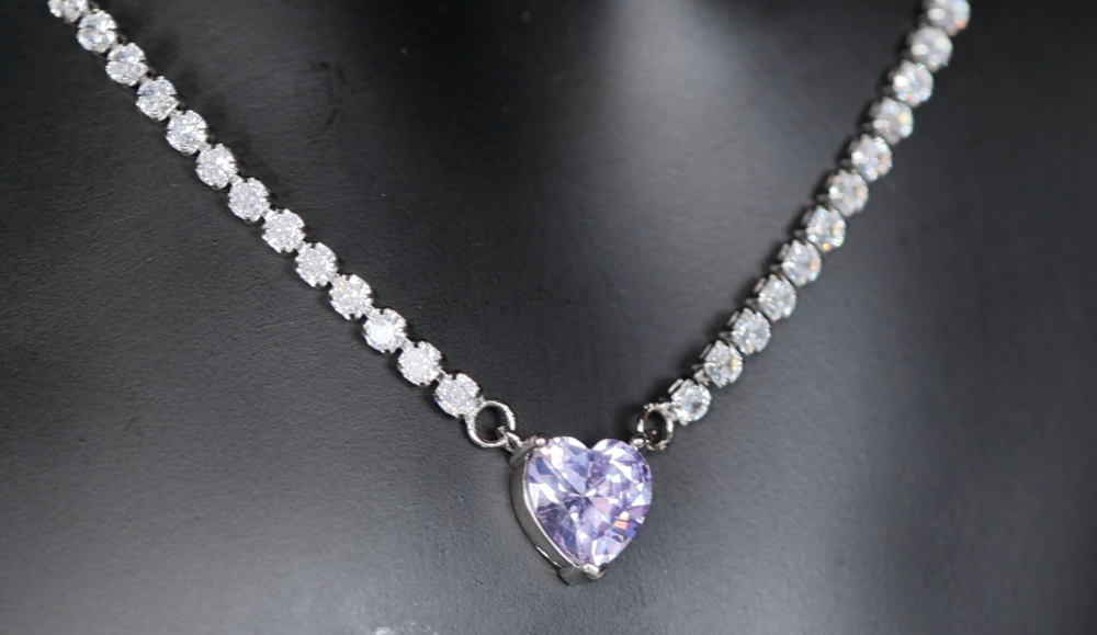 Purple Diamond Heart Necklace | Purple Diamond Pendant