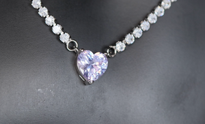 Purple Diamond Heart Necklace | Purple Diamond Pendant