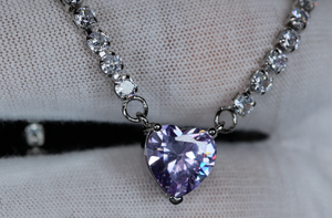 Purple Diamond Heart Necklace | Purple Diamond Pendant