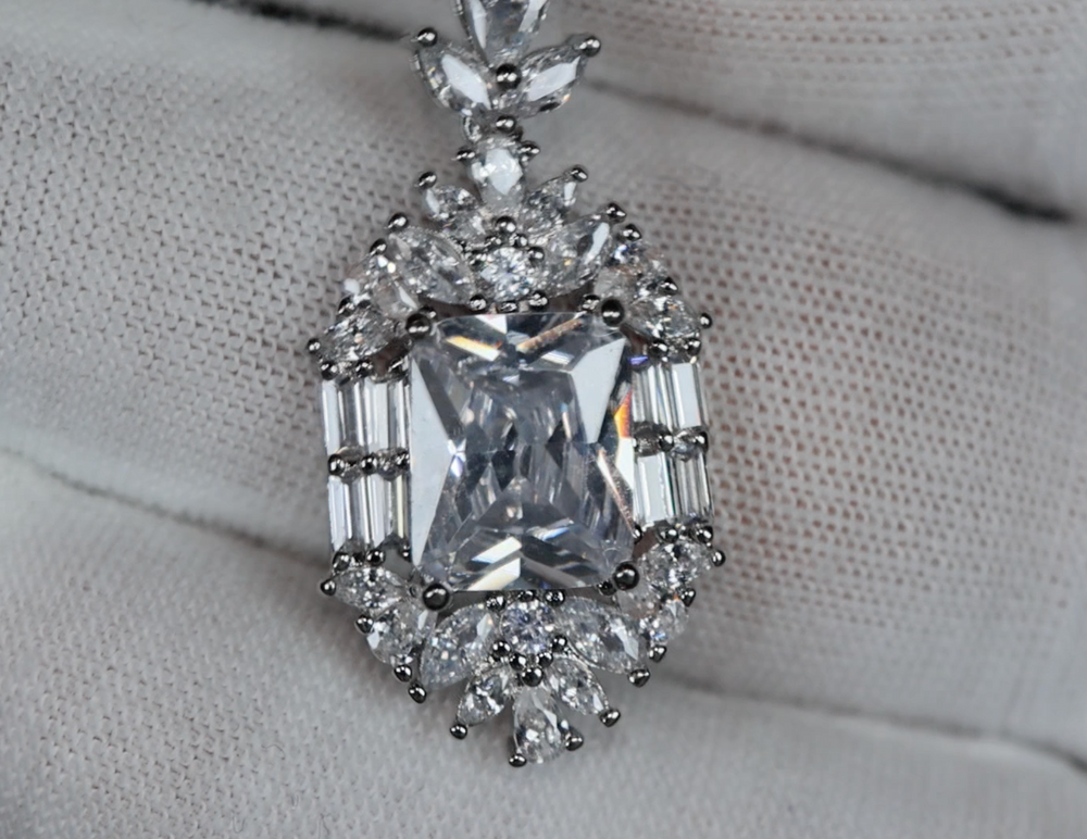 Womens Radiant Diamond Pendant | Womens Baguette Diamond Pendant