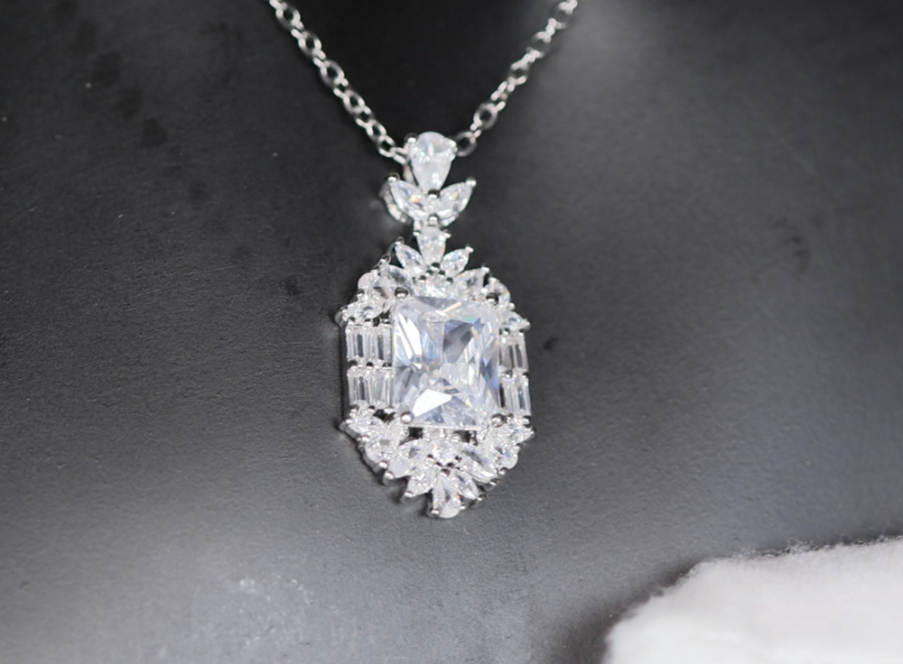 Womens Radiant Diamond Pendant | Womens Baguette Diamond Pendant