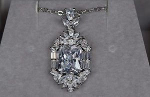 Womens Radiant Diamond Pendant | Womens Baguette Diamond Pendant