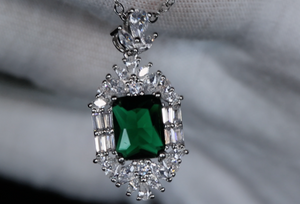 Green Diamond Pendant | Womens Emerald Green Pendant