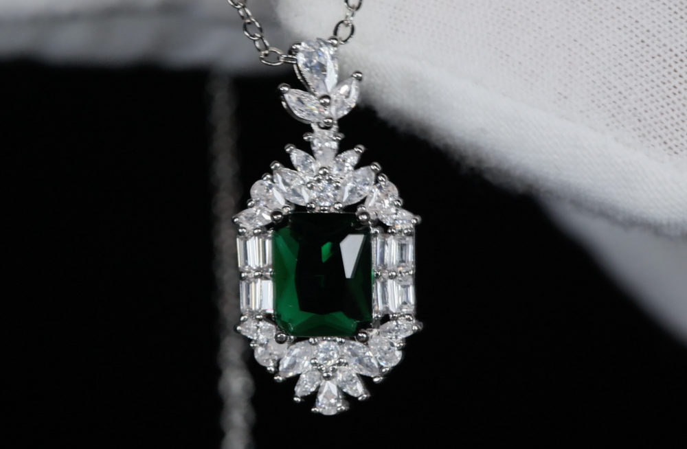 Green Diamond Pendant | Womens Emerald Green Pendant