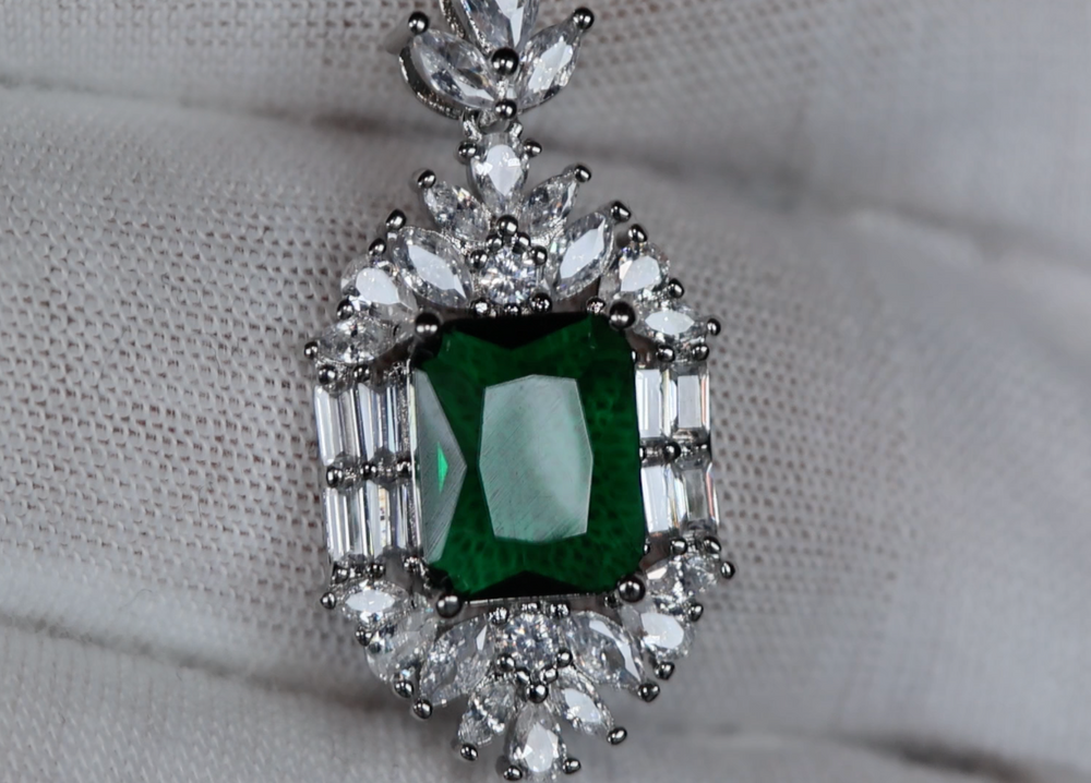 Green Diamond Pendant | Womens Emerald Green Pendant