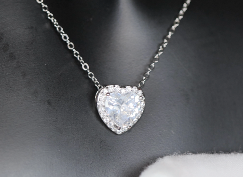 Diamond Heart Necklace | Womens Diamond Necklace | Heart Necklace with Diamonds | Heart Pendant