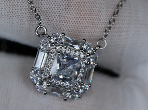 Wedding Necklace | Womens Baguette Diamond Pendant