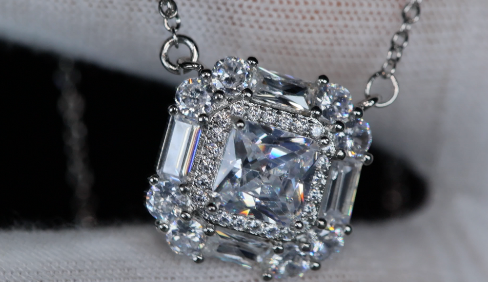 Wedding Necklace | Womens Baguette Diamond Pendant