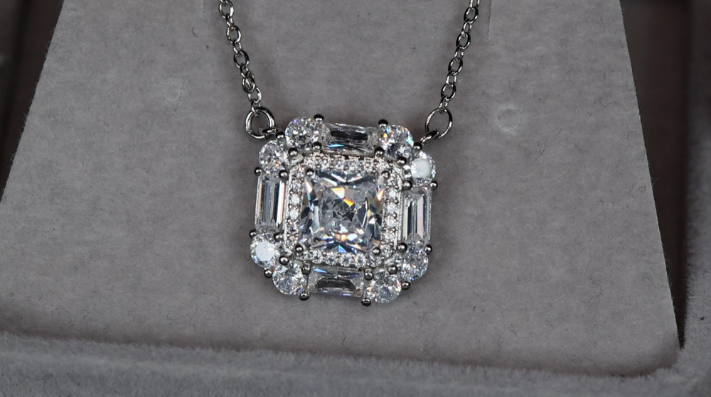 Wedding Necklace | Womens Baguette Diamond Pendant