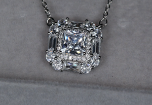 Wedding Necklace | Womens Baguette Diamond Pendant