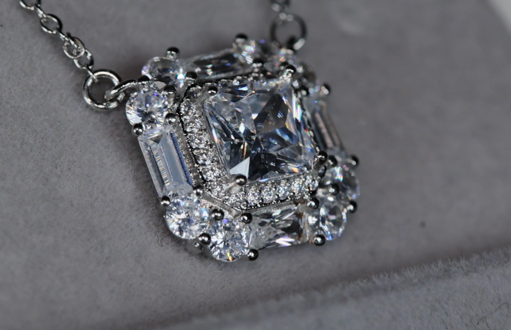 Wedding Necklace | Womens Baguette Diamond Pendant