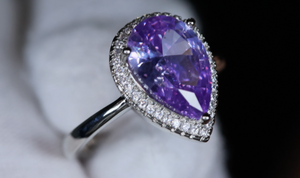 Purple Pear Cut Diamond Ring