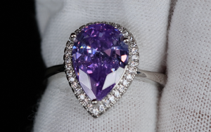 Purple Pear Cut Diamond Ring