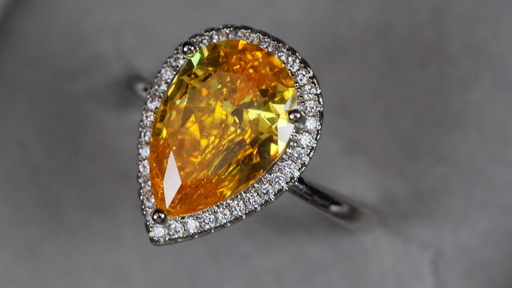 Yellow Pear Cut Diamond Ring