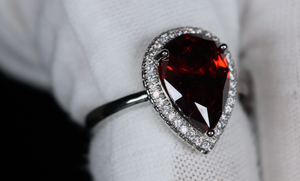 Red Pear Cut Diamond Ring | Womens Red Diamond Ring | Ruby Engagement Ring