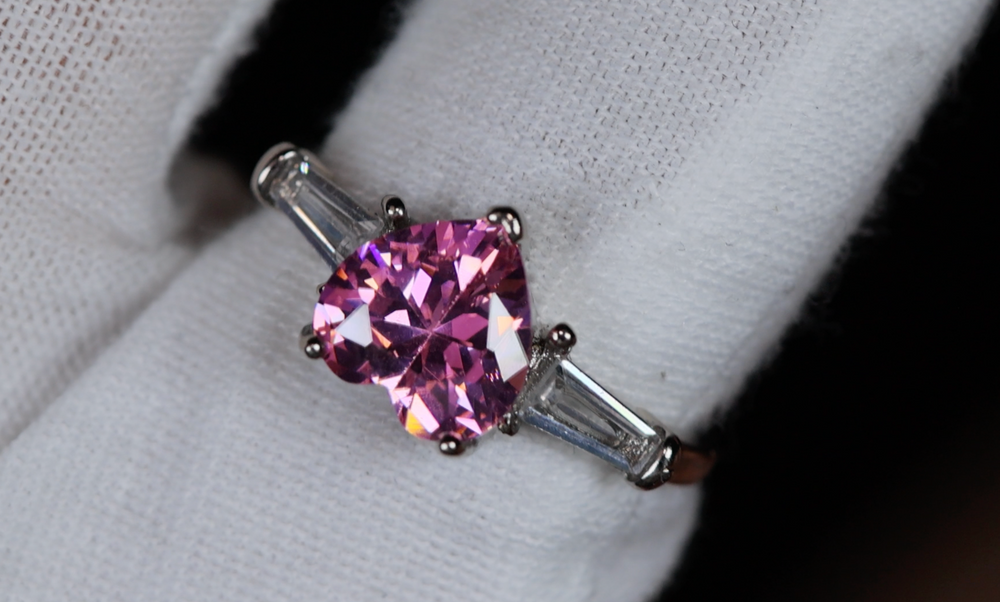 Pink Diamond Heart Ring