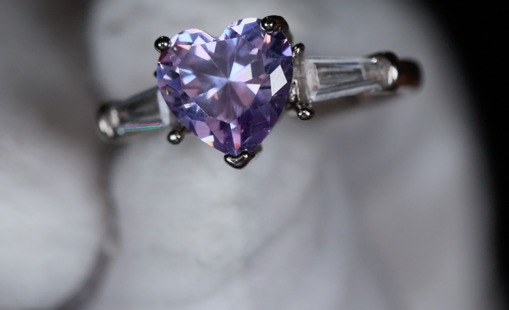 Purple Diamond Heart Ring