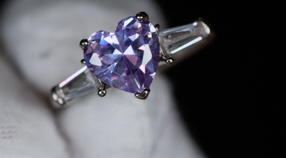 Purple Diamond Heart Ring