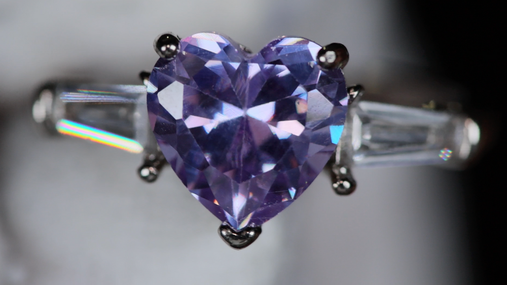 Purple Diamond Heart Ring