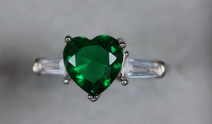 Green Diamond Heart Ring | Womens Green Diamond Ring