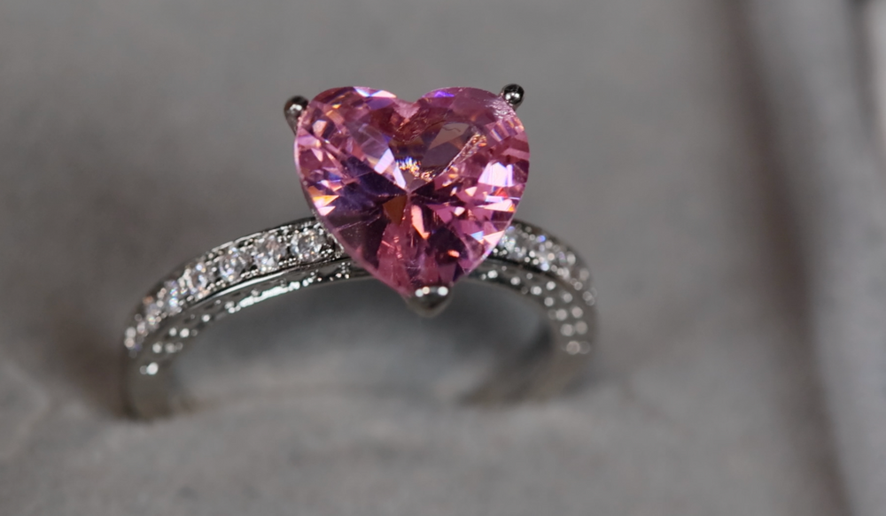 Pink Diamond Heart Ring