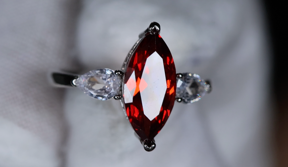 red marquise diamond ring