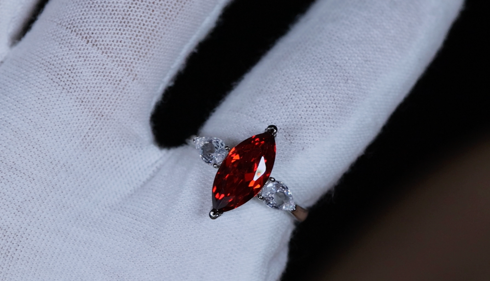 red marquise diamond ring