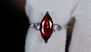 red marquise diamond ring